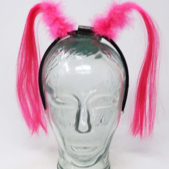 Hot Pink Ponytail and Feathers Headband - Picture 1 of 4
